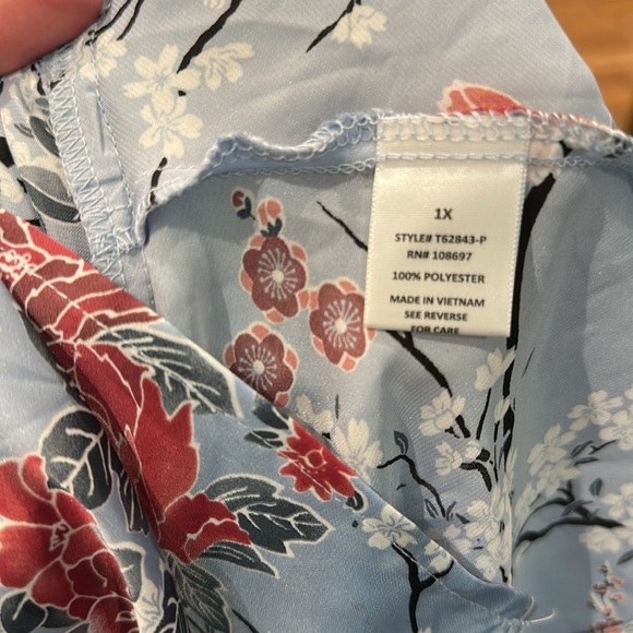 Floral Wrap Blouse - Red and White - Picture 4 of 4